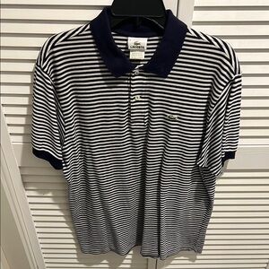 Lacoste Classic Fit Navy and White Striped Polo Shirt